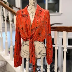 Overshirt, Dizzy Lizzy, Size XL, orange and pattern.